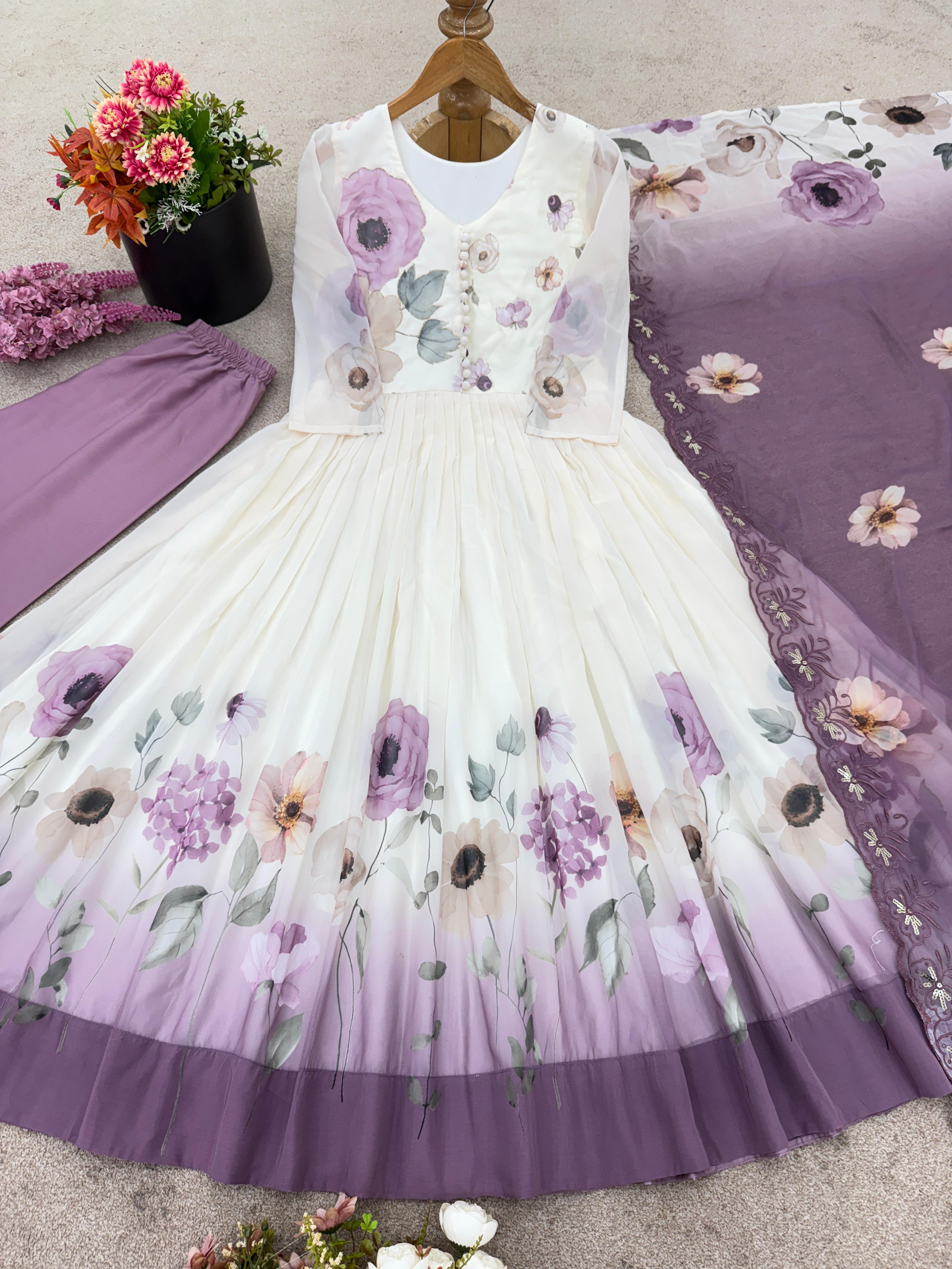 Maverick Fusion Faux Georgette Gown Set